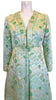 Zoomed in front view-Light and dark green floral robe dress 