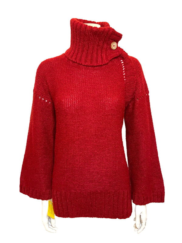 1970s Chanel Deadstock Red Turtleneck Sweater