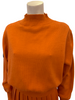 Orange, knit, long-sleeve, mock-neck sweater.