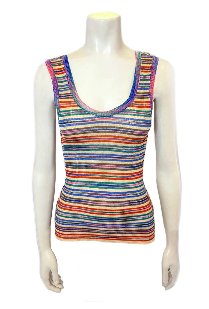 multicolor striped rib knit tank top 