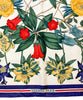 White and multicolor scarf with floral print.
