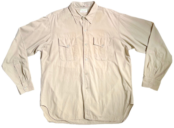 Beige double pocket long sleeve button up shirt