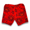 red hawaiian print swim shorts