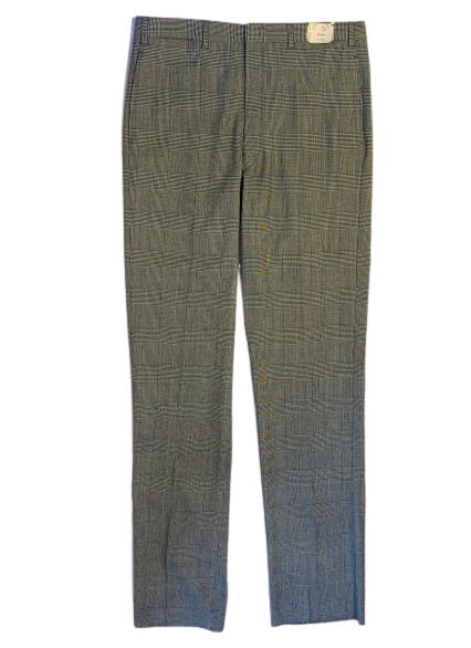 Front view of men's deadstock grey herringbone wool trousers