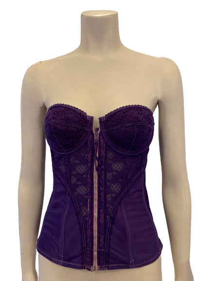 1980s Purple Lace & Satin Bustier