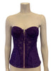 Purple lace and rayon stretch bustier corset top with front zipper