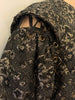 Black & silver, floral brocade, doublet jacket with lace-up, removable sleeves. 