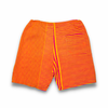 pink and orange striped swim shorts