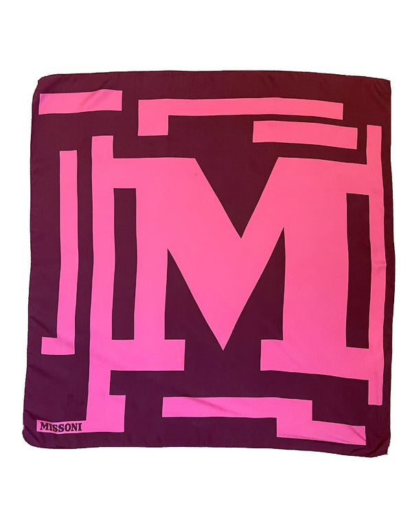 Pink scarf by Missoni with a large M on it