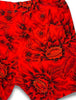 red hawaiian print swim shorts