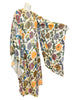 Side view of sleeve-White and colorful floral pattern robe dress