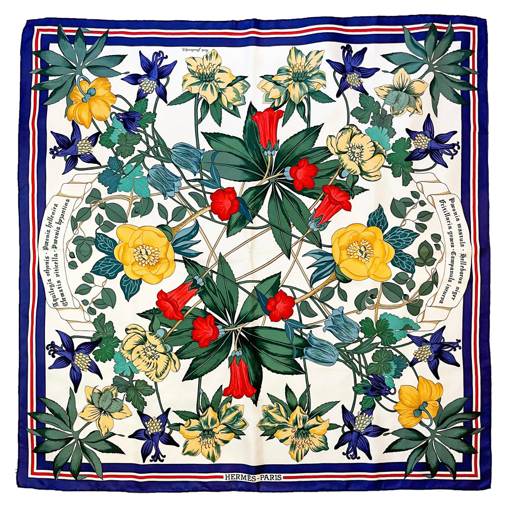 1980s Herms Flora Graeca Silk Scarf