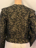 Black & silver, floral brocade, doublet jacket with lace-up, removable sleeves. 