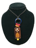 Multimedia pendant necklace with resin and wood beads