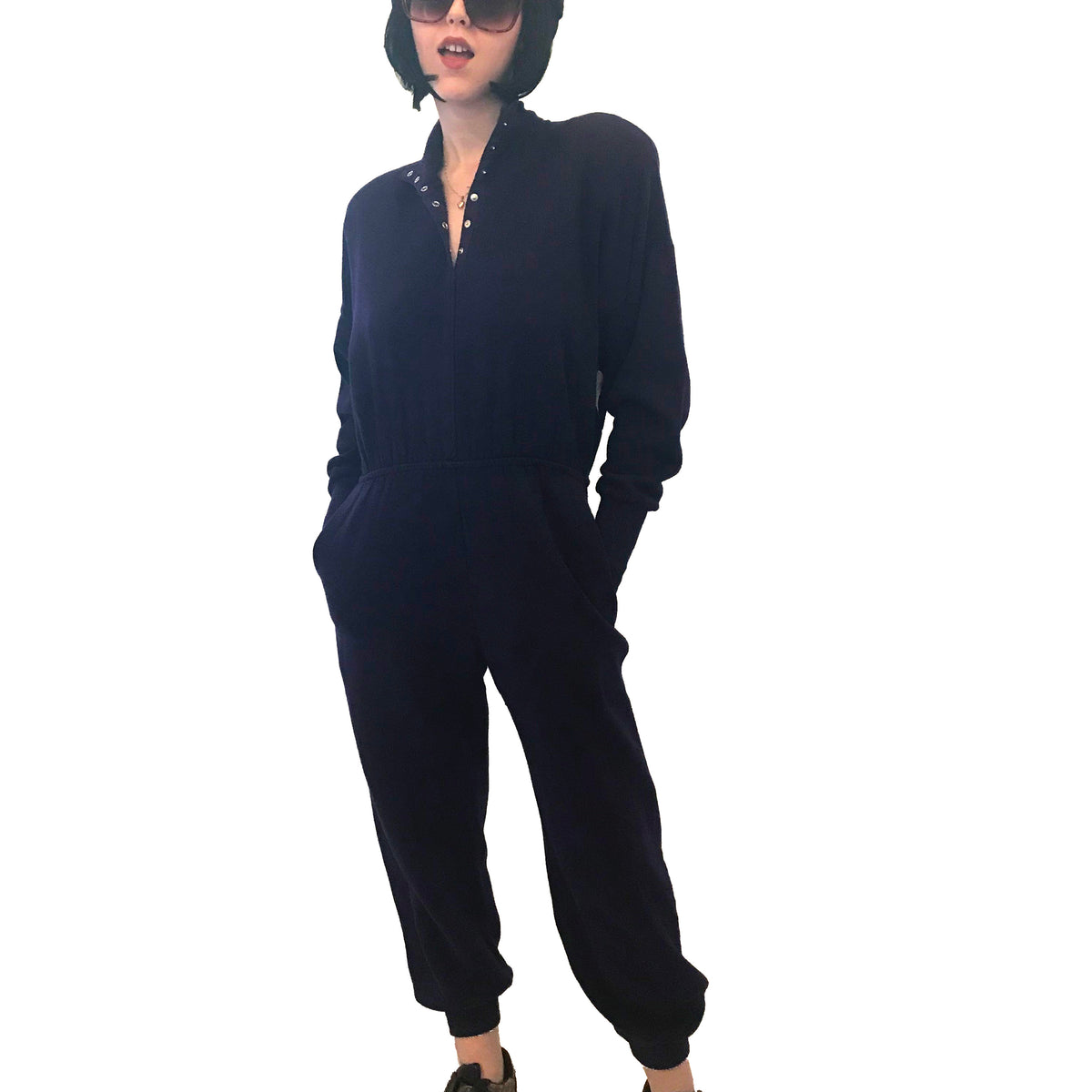 1980s Norma Kamali Purple Sweatshirt Jumpsuit – Screaming Mimis