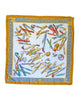 Bronze & blue silk Aquascutum scarf with fountain pen design