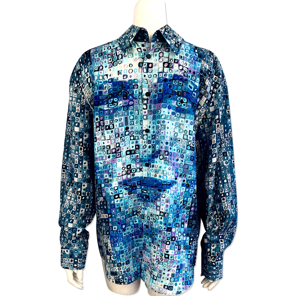 Gianni Versace Men s Trompe L Oeil Donatella Silk Shirt – Screaming Mimis Vintage Fashion Gianni Versace Men s Trompe L Oeil Donatella Silk Shirt – Screaming Mimis Vintage Fashion