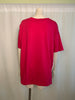 Back view of mannequin wearing an oversized color block t-shirt with pink cotton on sleeves and back side