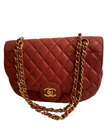 Chanel 1980s Quilted Lambskin Round Flap Bag