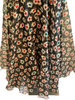 Red, blue, cream, and black floral-patterned, sheer, silk, very-full maxi-skirt. 