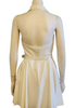 White, cotton, halter-neck, collared, belted sundress with full skirt. Above the knee length. 
