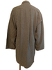 Grey with yellow & white cross stitching, oversized, snap-front, cotton jacket with 2 pockets.  