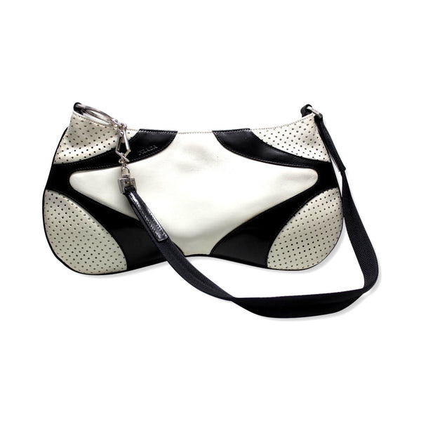 Prada Black & Creme Pochette Handbag