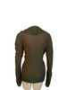 Green, plissé blouse with long sleeves.